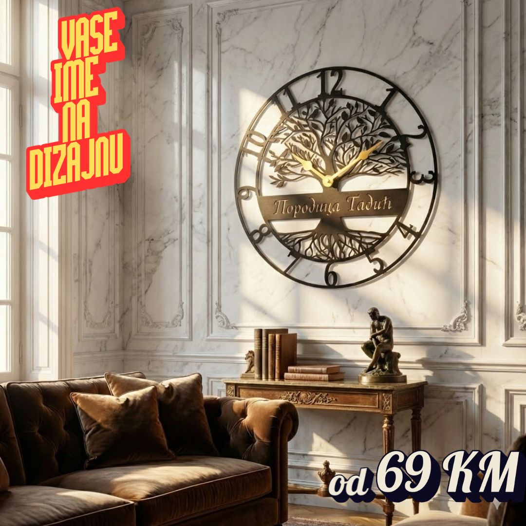 Personalizirani metalni zidni sat - Model Drvo