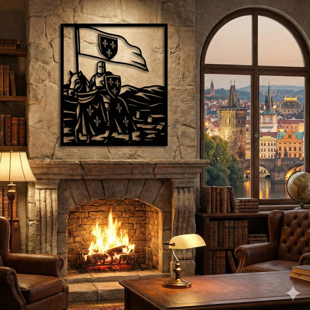 Metalna zidna dekoracija - Bosanski Vitez i Ljiljani (Kraljevski Grb)