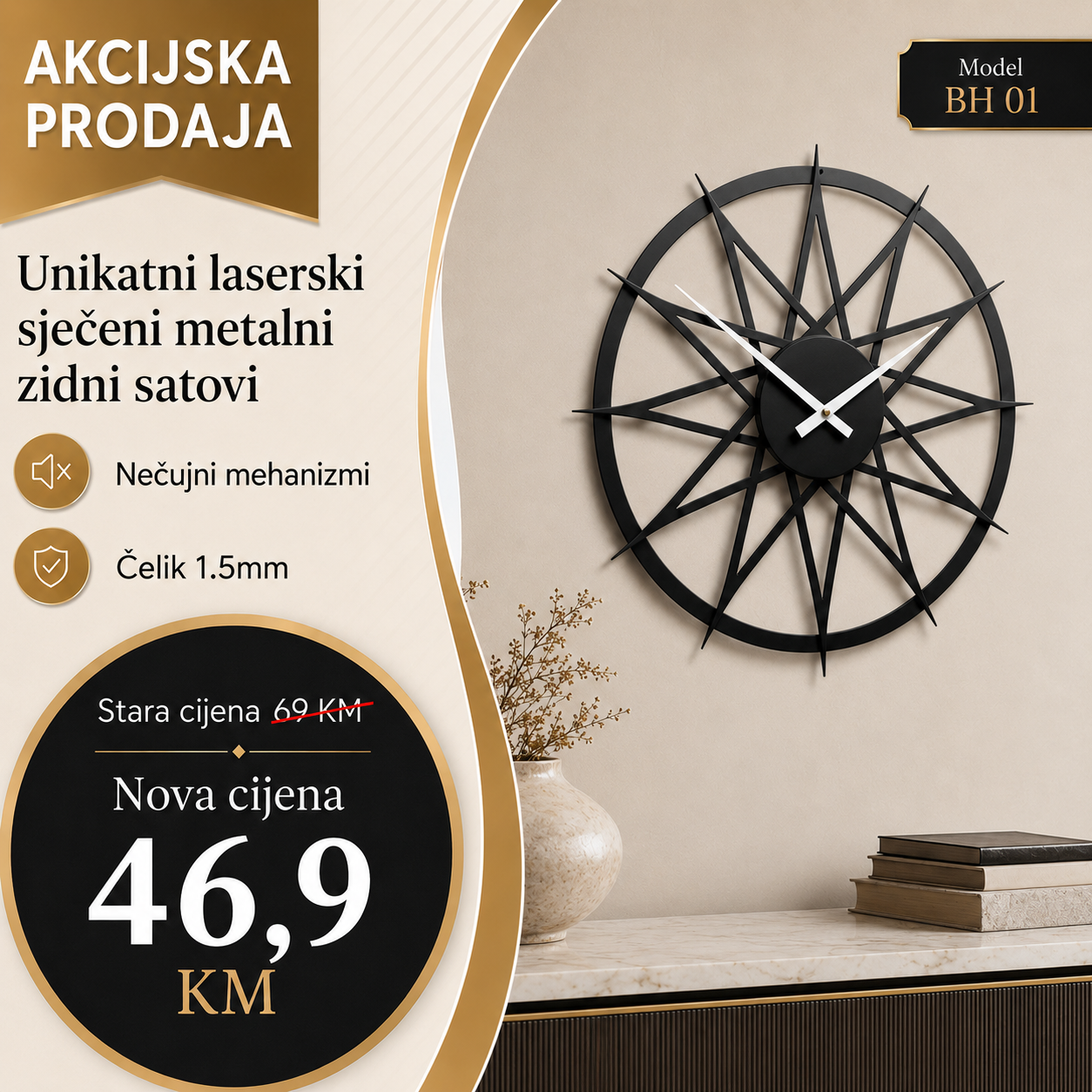 Zidni sat model BH 01