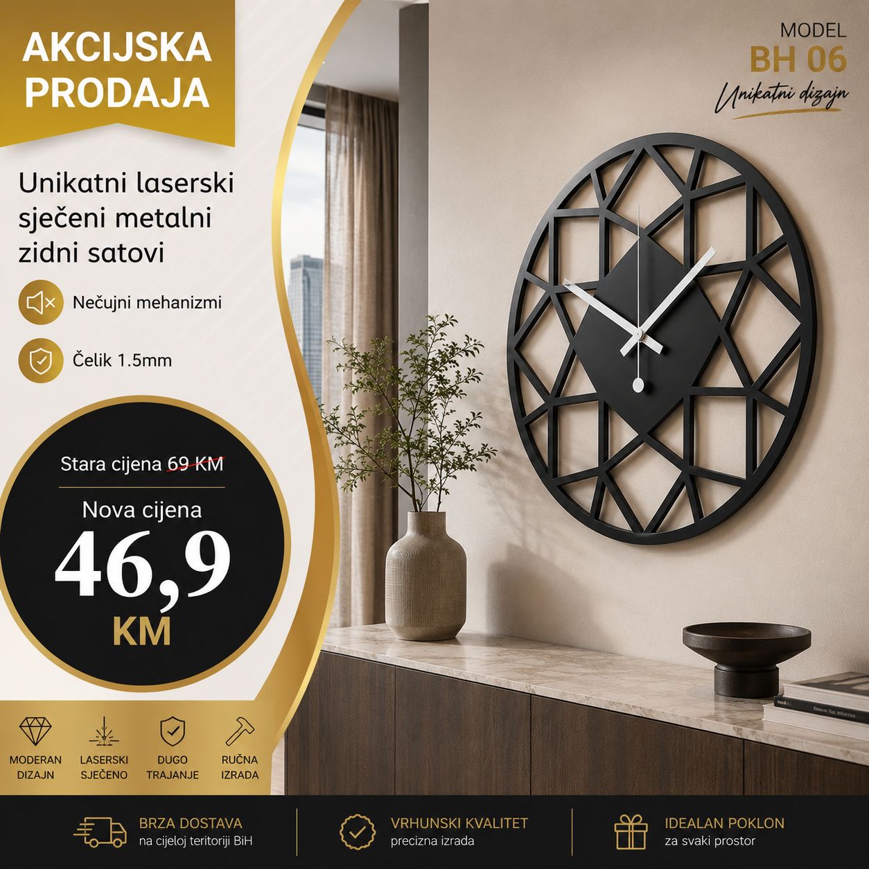 Zidni sat model BH 06