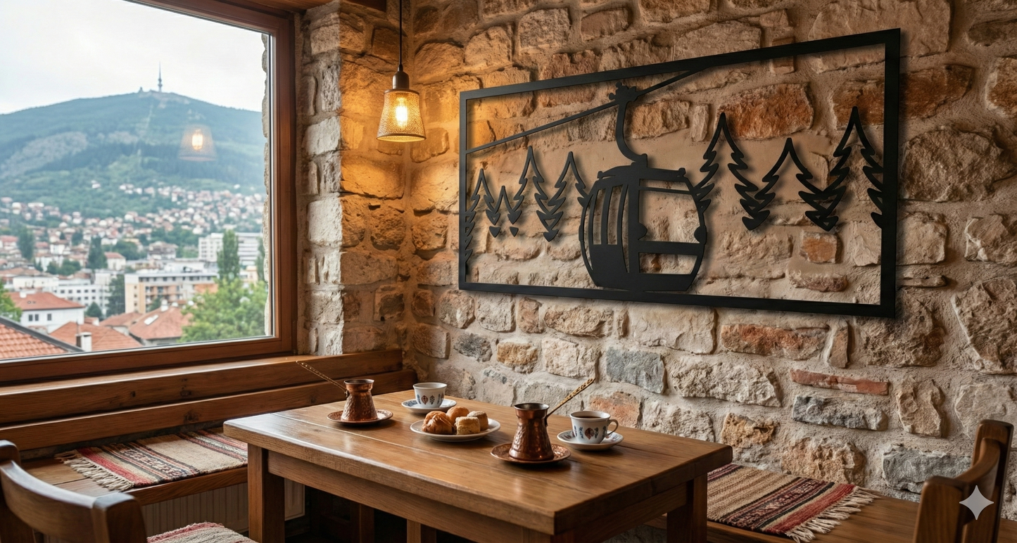 Metalna zidna dekoracija - Sarajevo (Žičara i Trebevićka šuma)