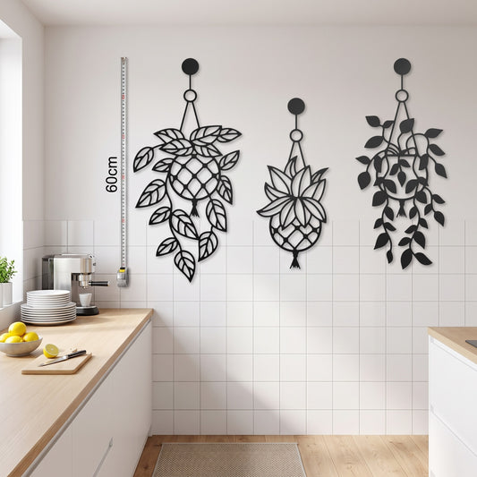 Cvijeće u saksiji metalna dekoracija 83x60 cm u enterijeru