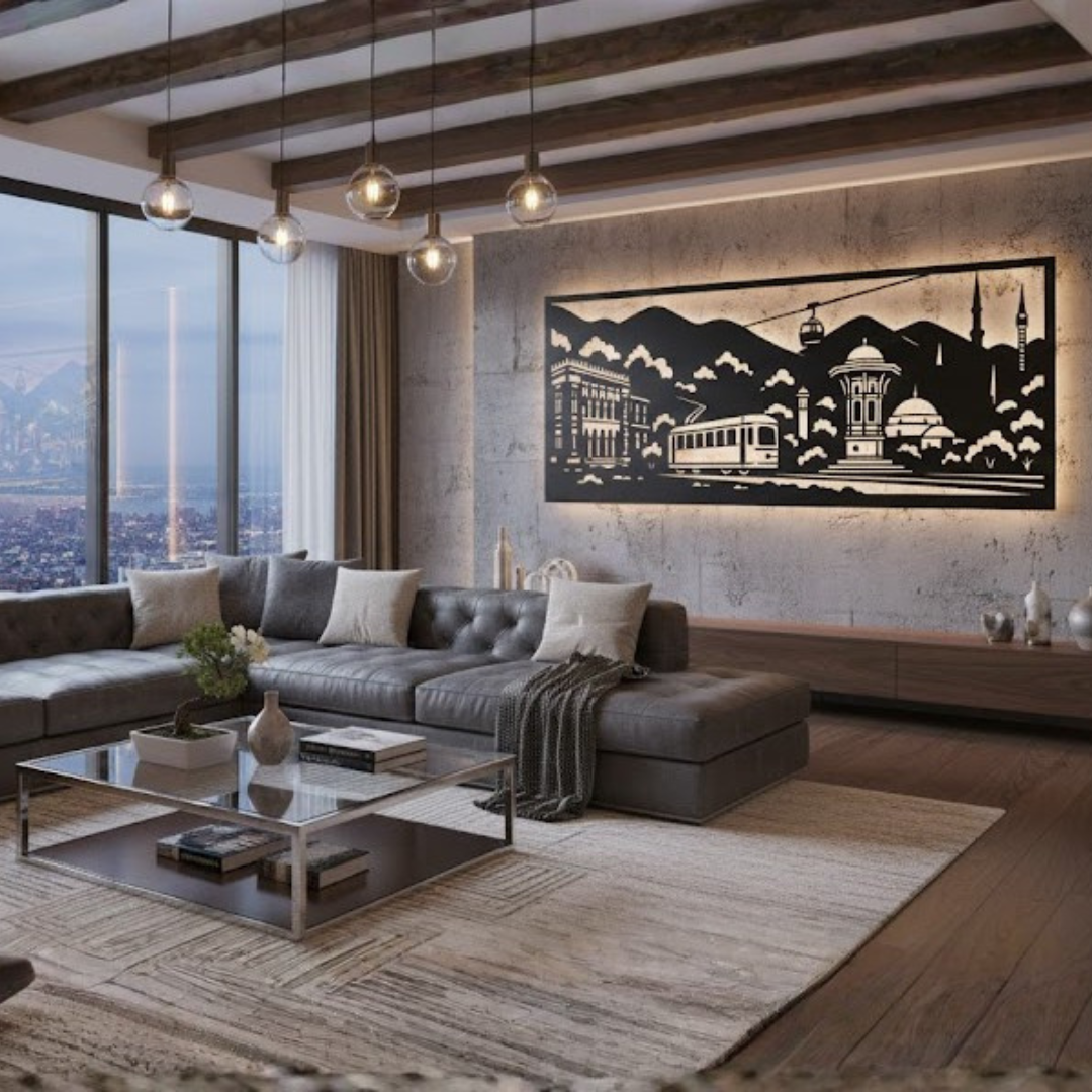 Metalna zidna dekoracija - Panorama Sarajevo (Vijećnica, Sebilj, Žičara)