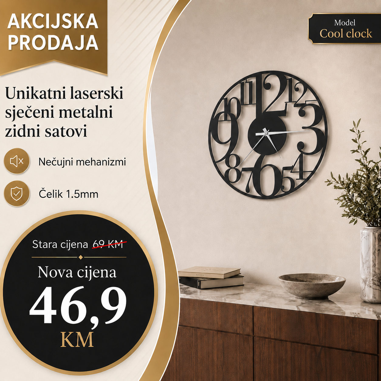 Zidni sat model Cool clock