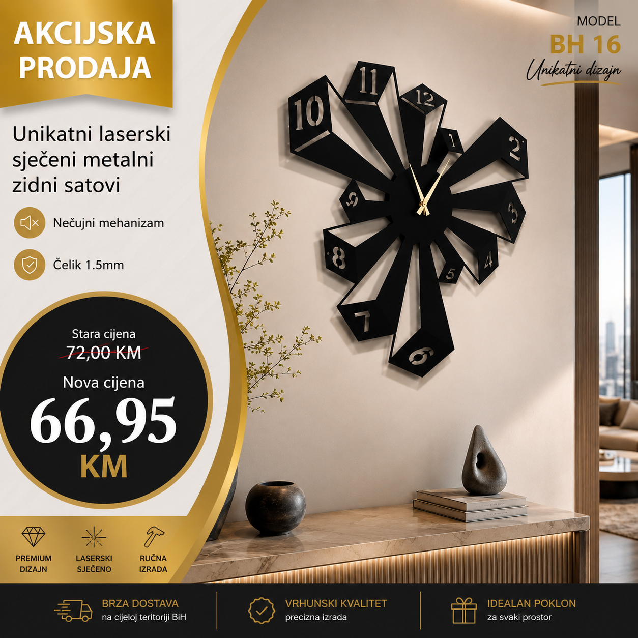 Zidni sat model BH 16