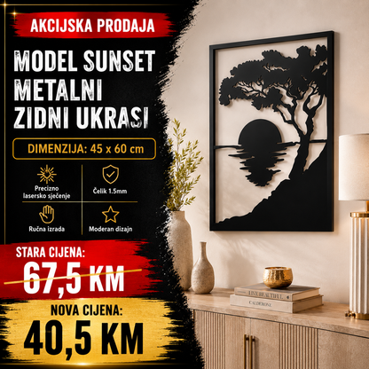 Unikatni metalni zidni ukras - Sunset