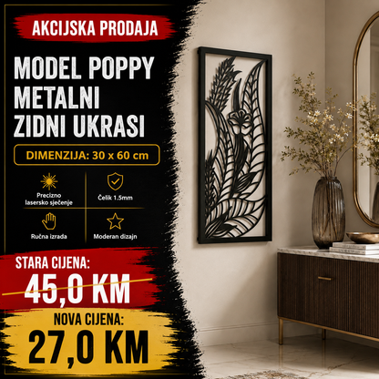 Unikatni metalni zidni ukras  - Model Poppy
