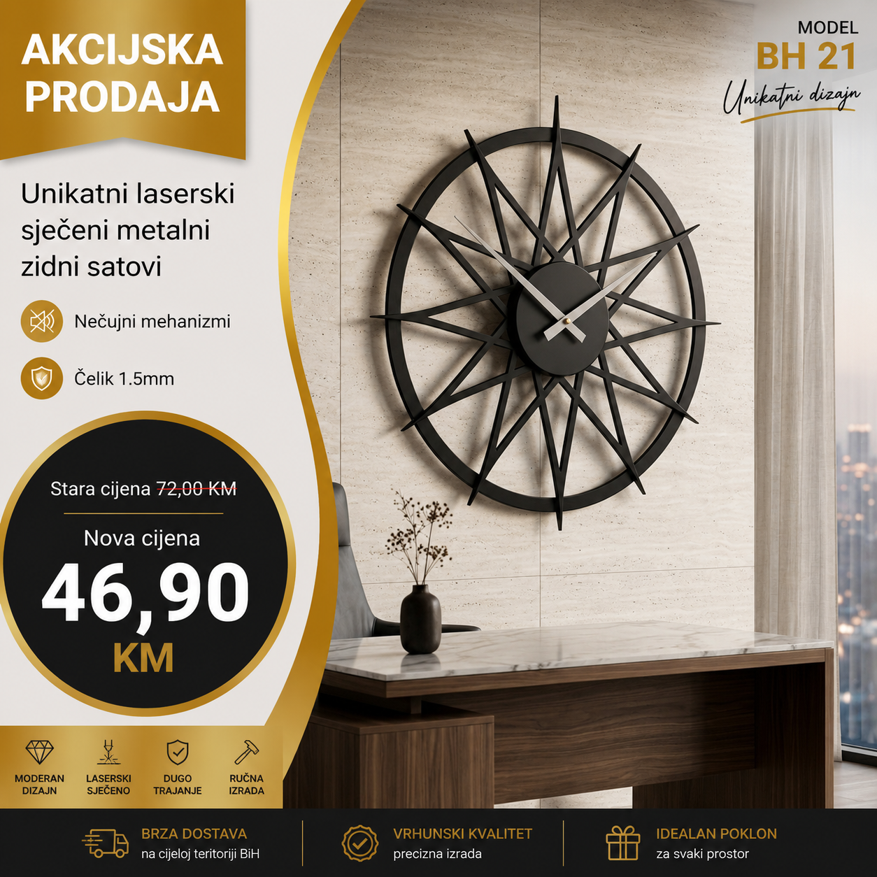 Zidni sat model BH 21