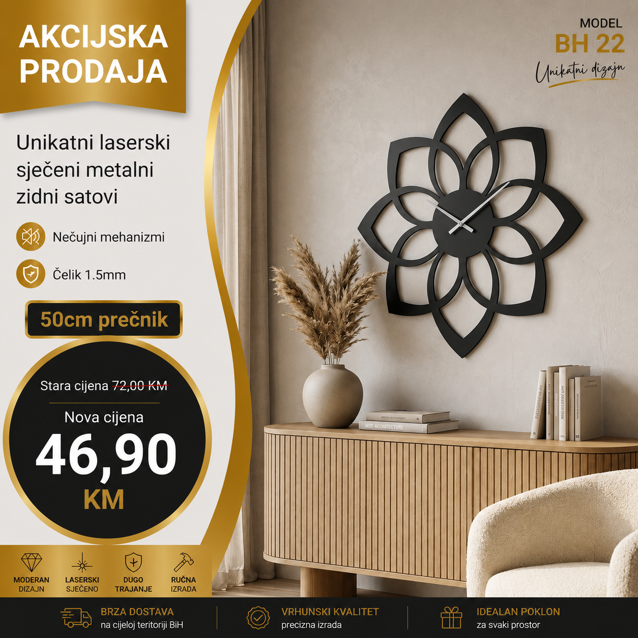 Zidni sat model BH 22