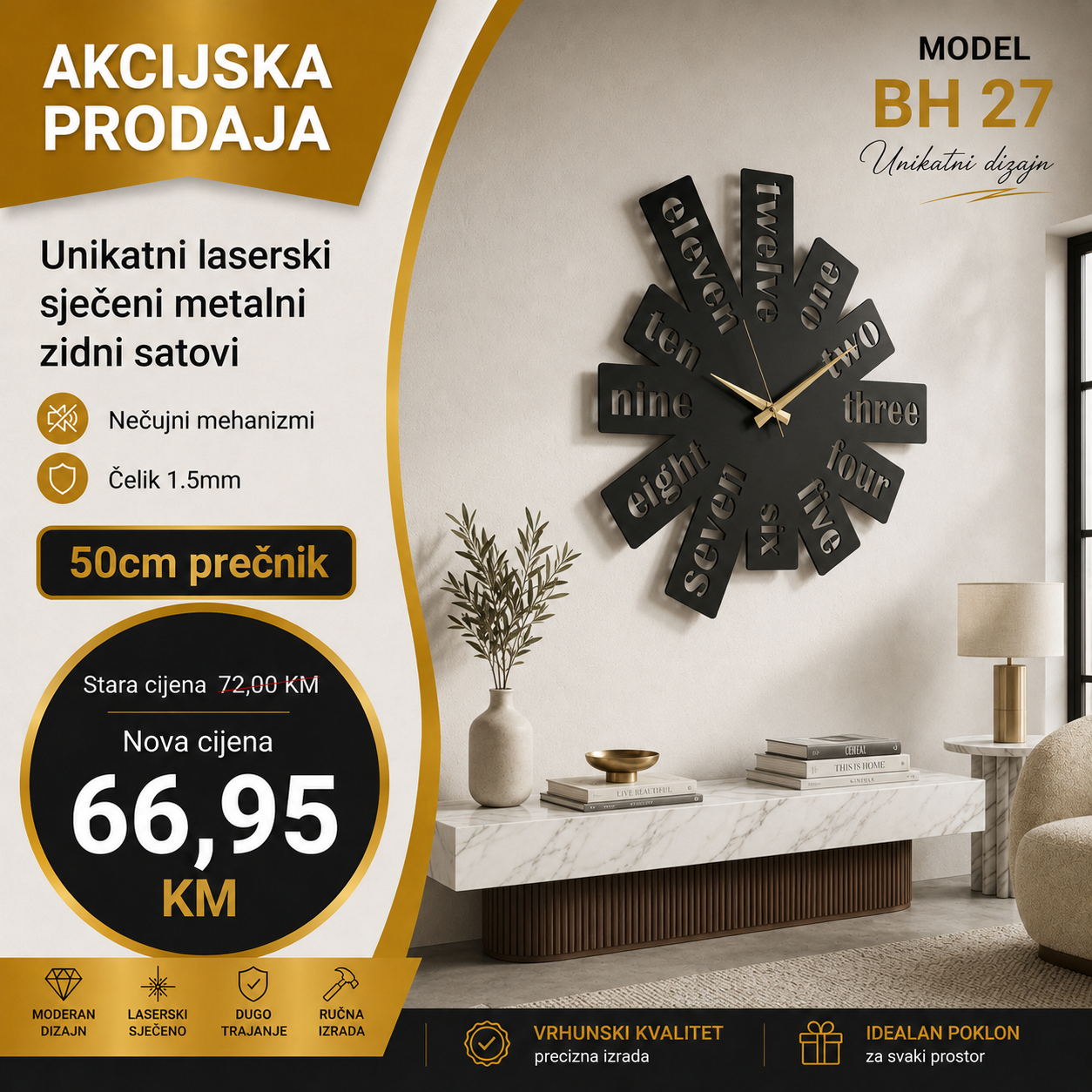 Zidni sat model BH 27
