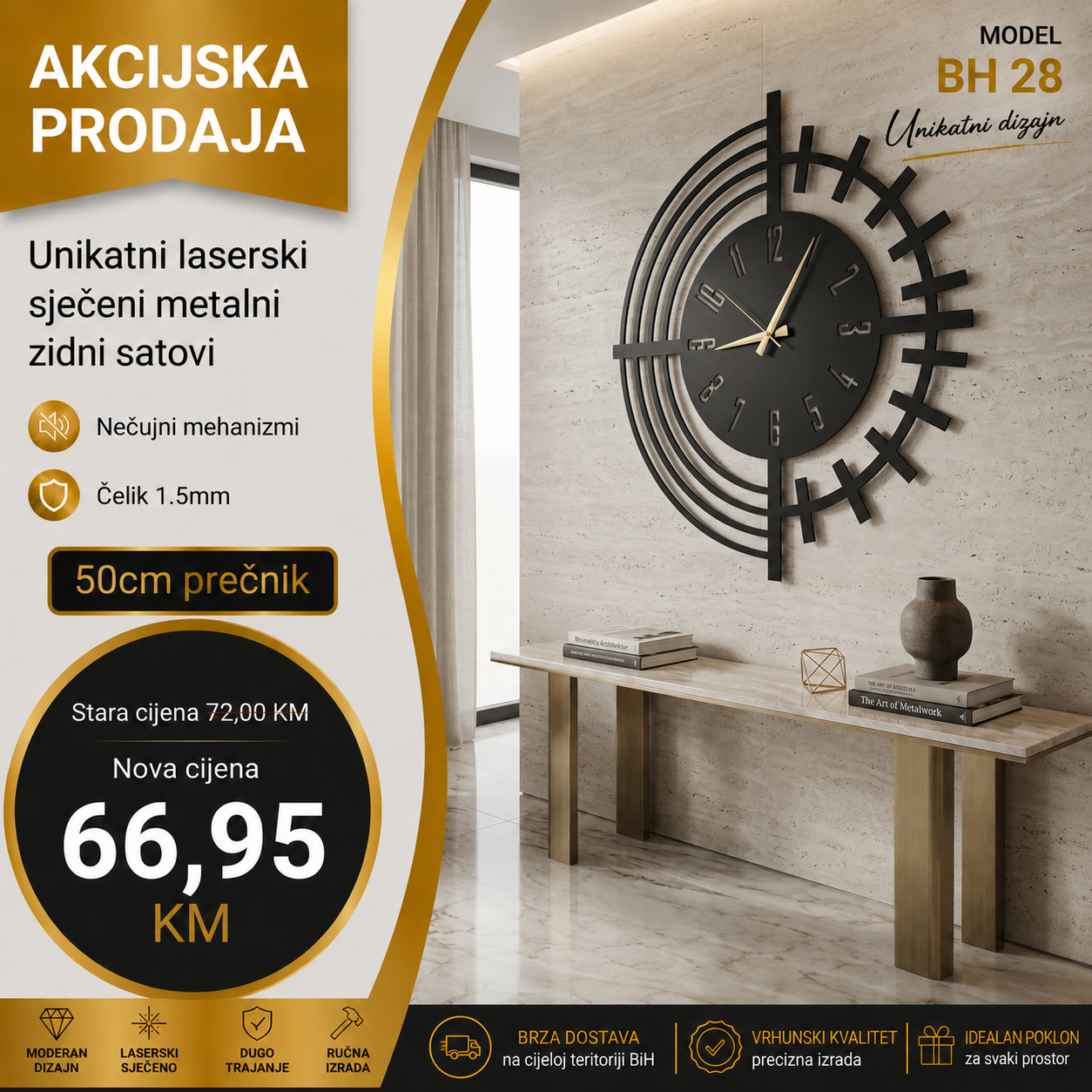 Zidni sat model BH 28