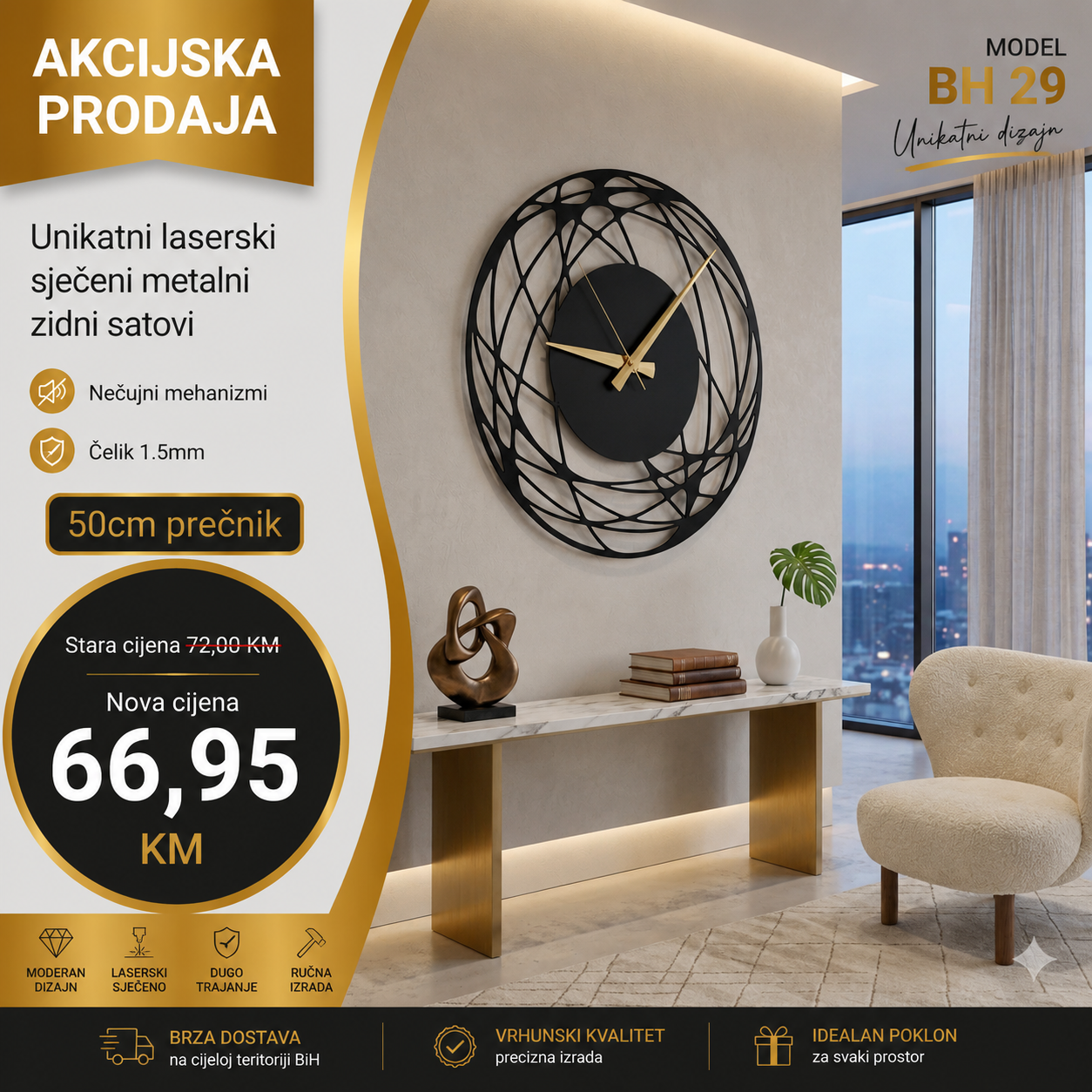 Zidni sat model BH 29