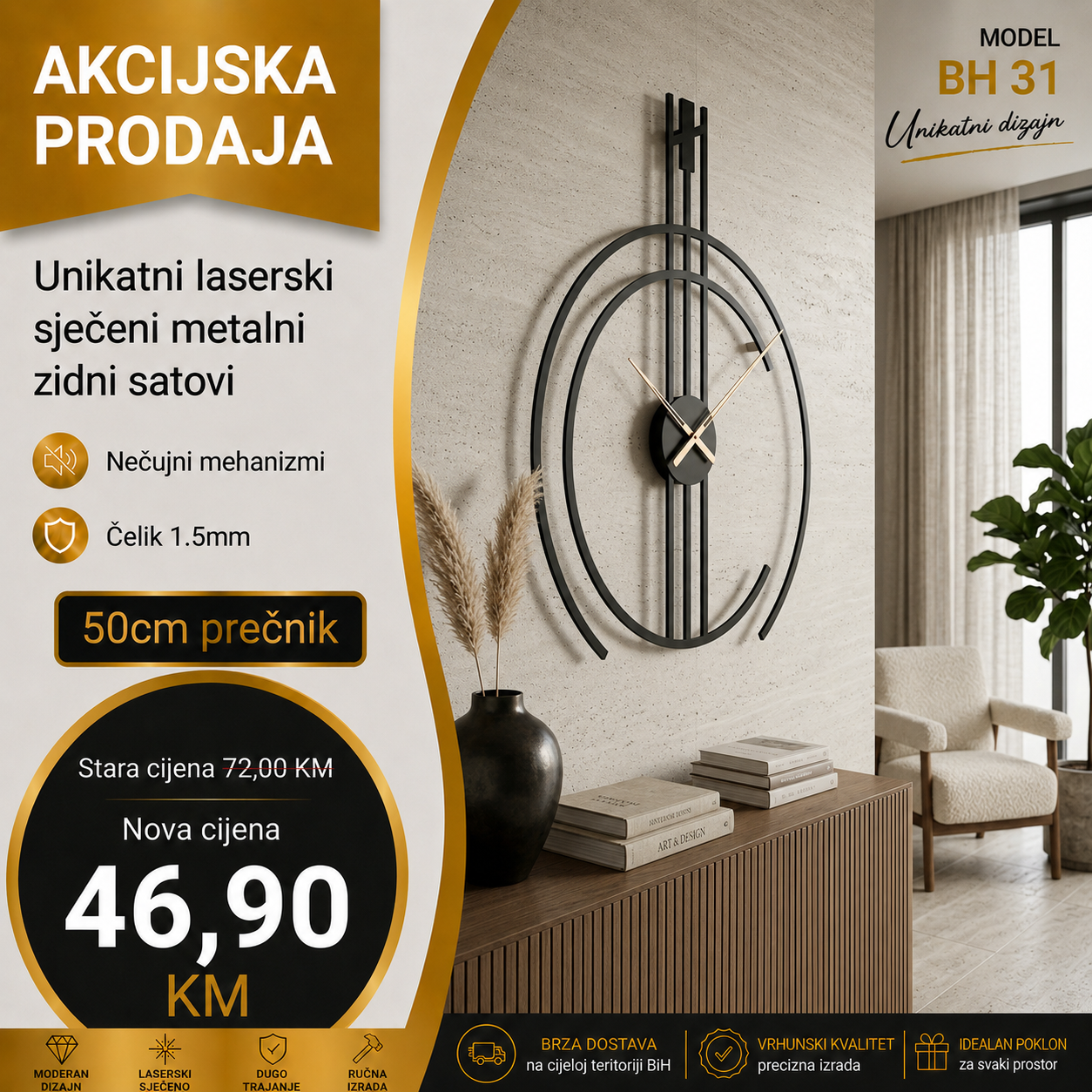 Zidni sat model BH 31