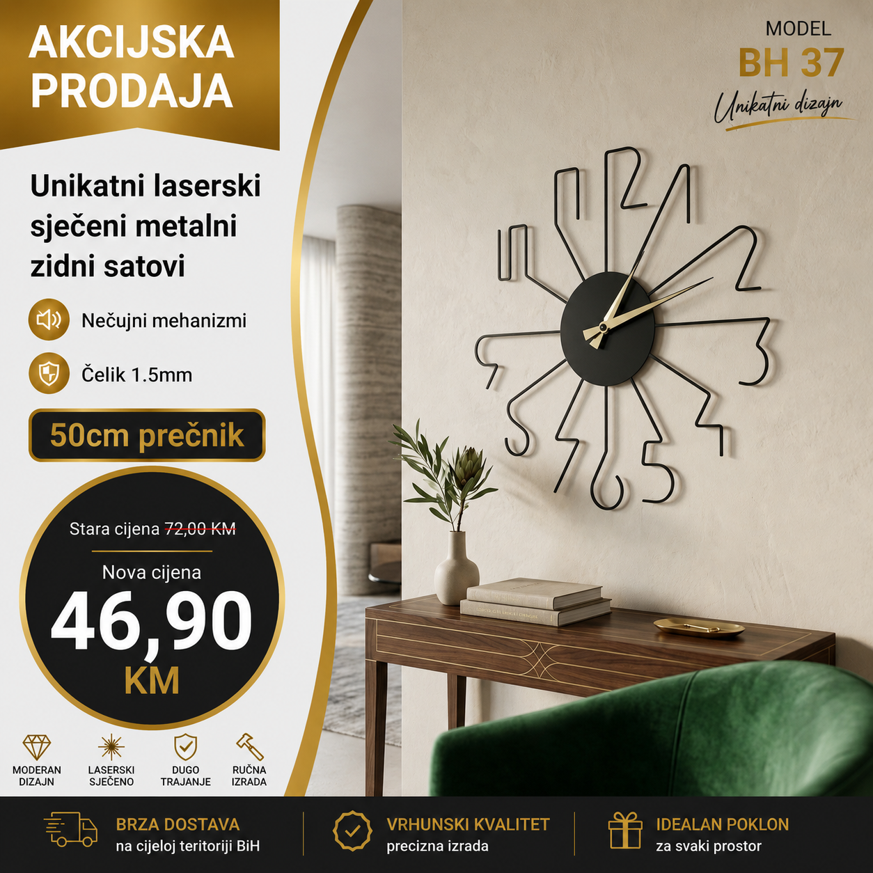 Zidni sat model BH 37