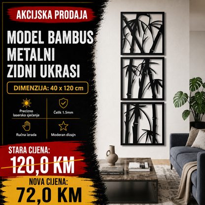 Unikatni metalni zidni ukras  - Model Bambus