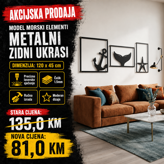 Unikatni metalni zidni ukras  - Morski Elementi