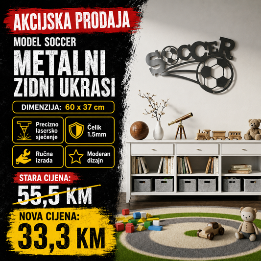 Unikatni metalni zidni ukras  - Soccer