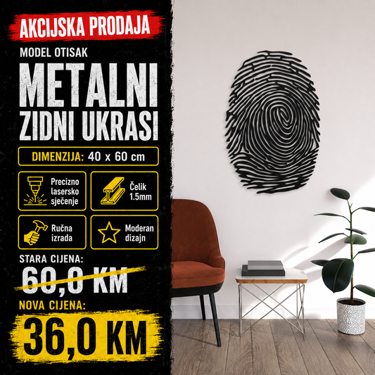 Unikatni metalni zidni ukras  - Otisak