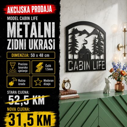 Unikatni metalni zidni ukras  - Cabin Life