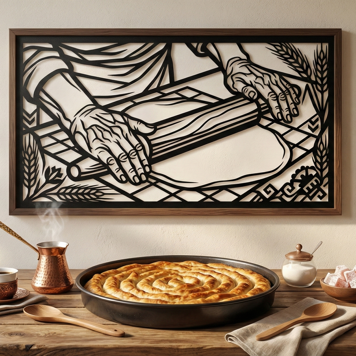 Metalna zidna dekoracija - Bosanska Tradicija (Priprema Pite)