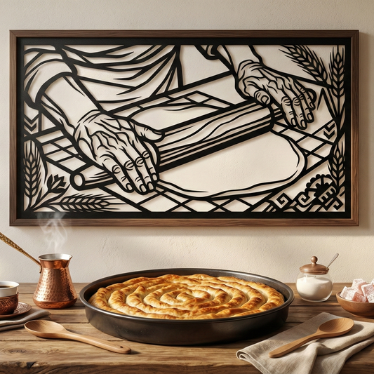 Metalna zidna dekoracija - Bosanska Tradicija (Priprema Pite)