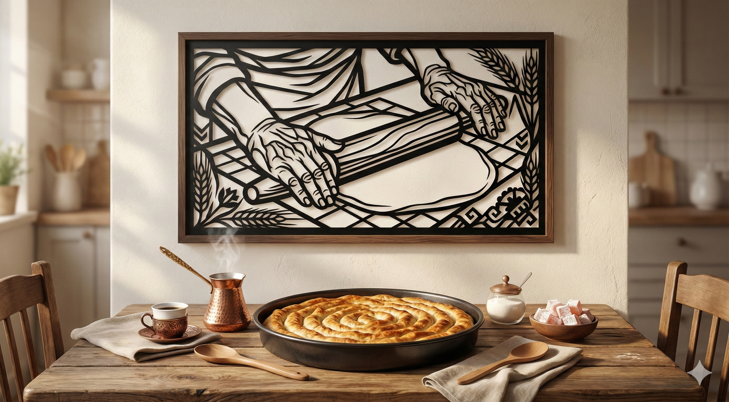 Metalna zidna dekoracija - Bosanska Tradicija (Priprema Pite)