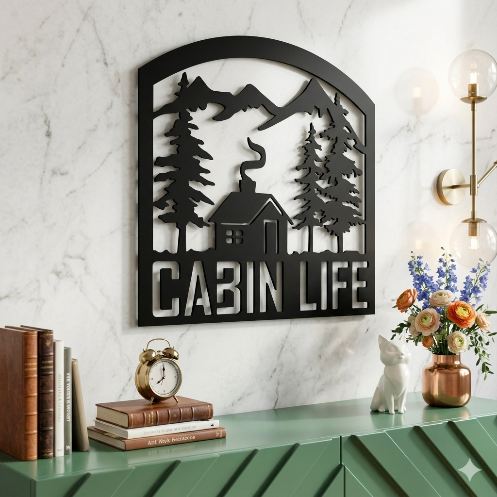 Unikatni metalni zidni ukras  - Cabin Life