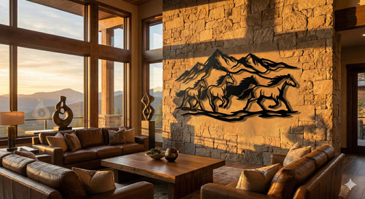 Metalna zidna dekoracija - Divlji konji (Planinski galop)