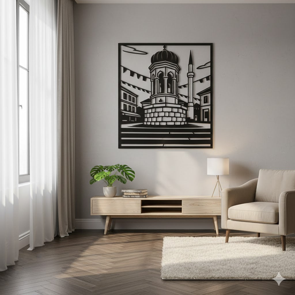 Metalna zidna dekoracija - Tuzla (Gradska česma na Trgu slobode)