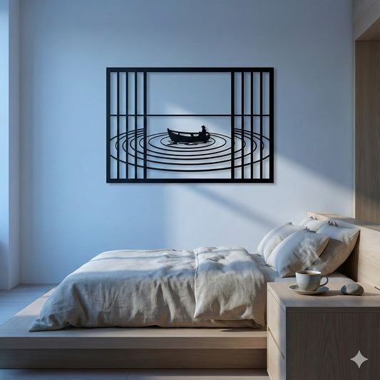 Metalna zidna dekoracija - Usamljeni čamac (Mirna voda)