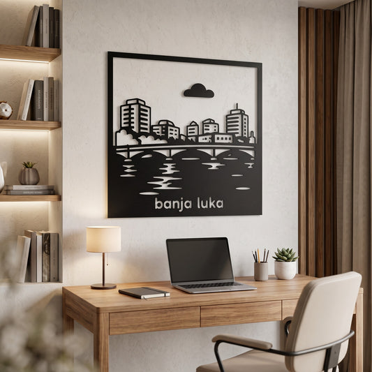 Banja Luka panorama metalna zidna slika 40x40 cm