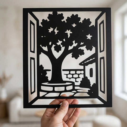 Bosanska avlija metalna zidna slika 40x40 cm