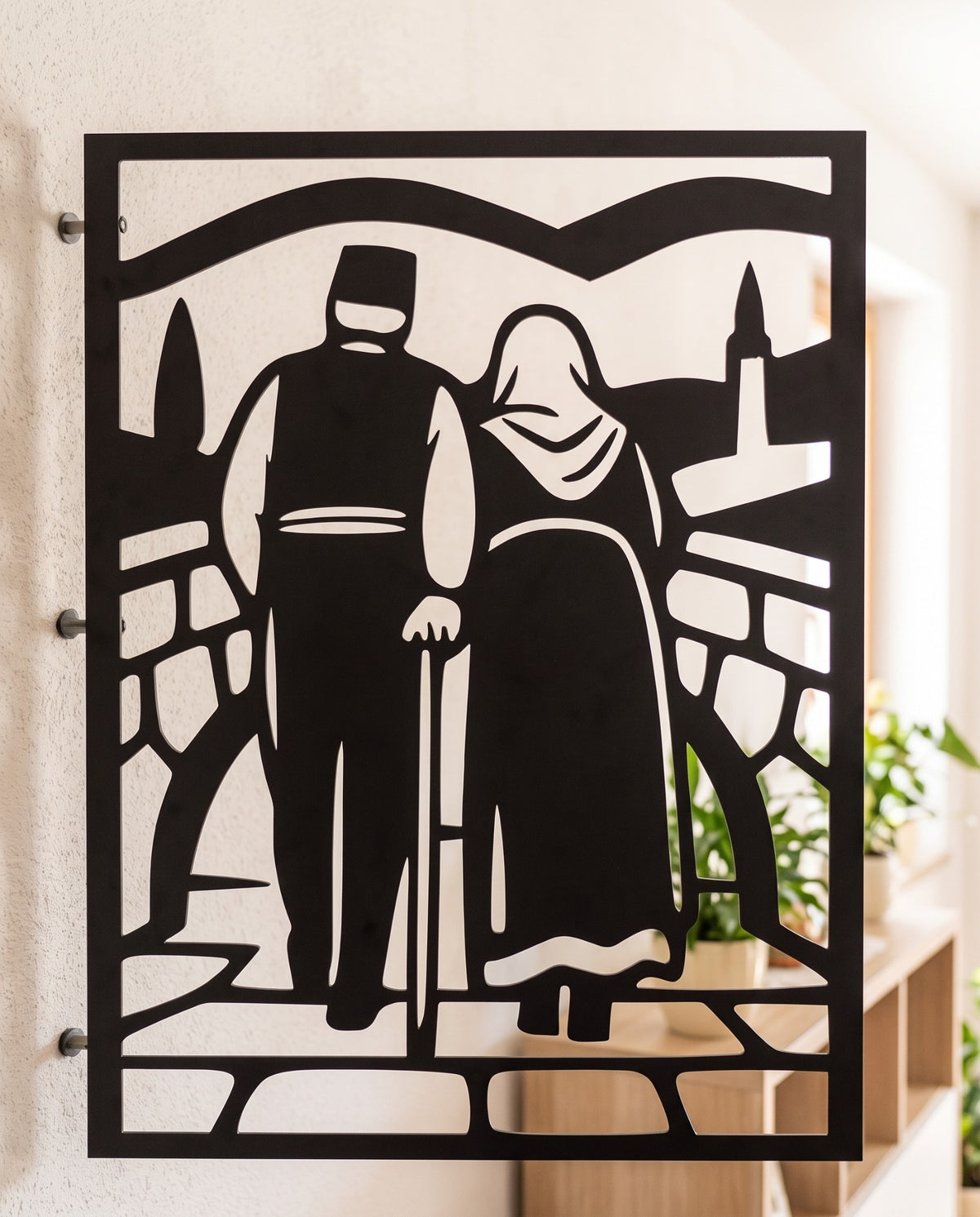 Bosanski par u tradicionalnoj nošnji metalna zidna slika 40x40 cm