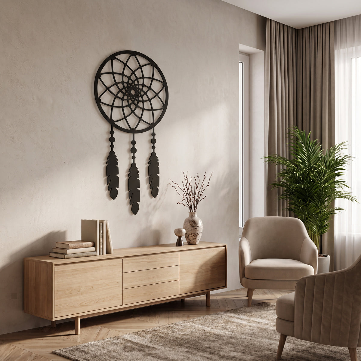 Dreamcatcher metalna zidna dekoracija 60 × 80 cm