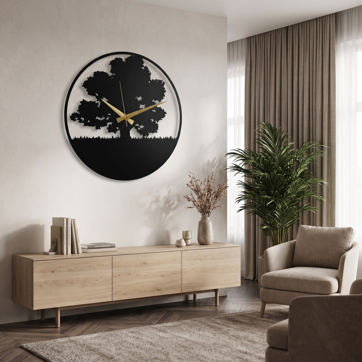 Metalni zidni sat Linea prečnik 50 cm – glavna fotografija