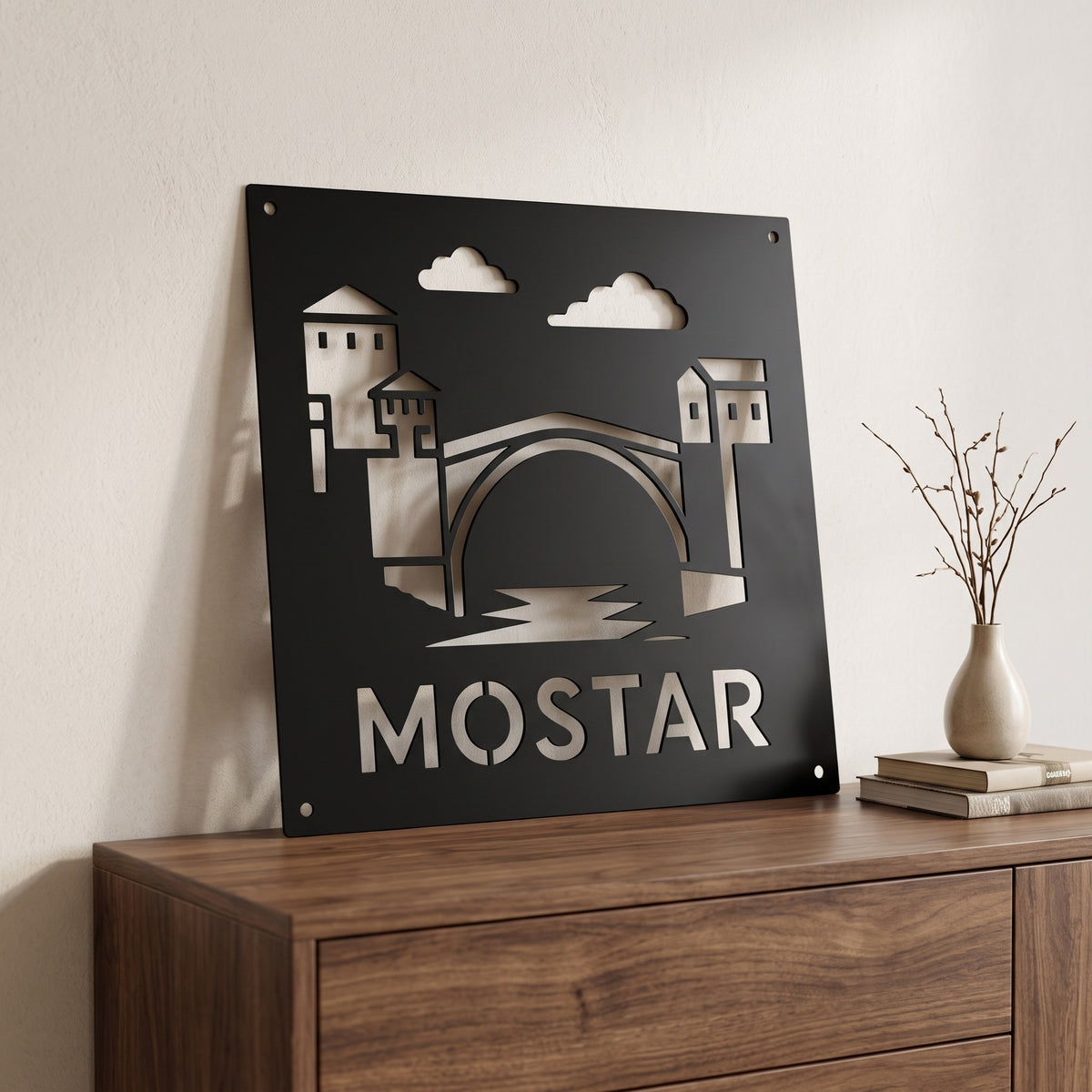 Mostar Stari most metalna zidna slika 40x40 cm
