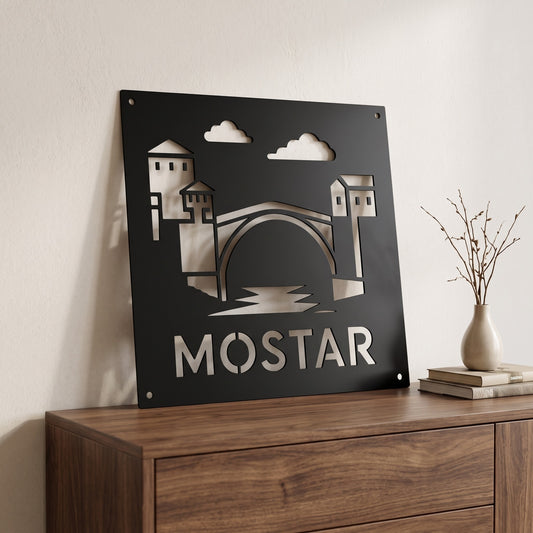 Mostar Stari most metalna zidna slika 40x40 cm