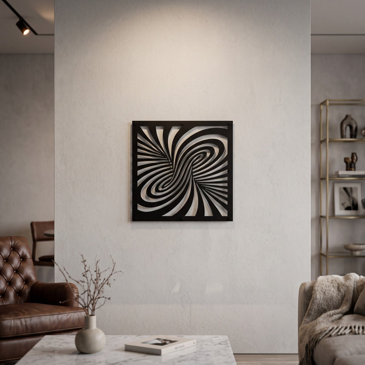 Metalna zidna dekoracija Optička iluzija 50x50 cm